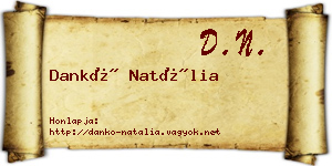 Dankó Natália névjegykártya